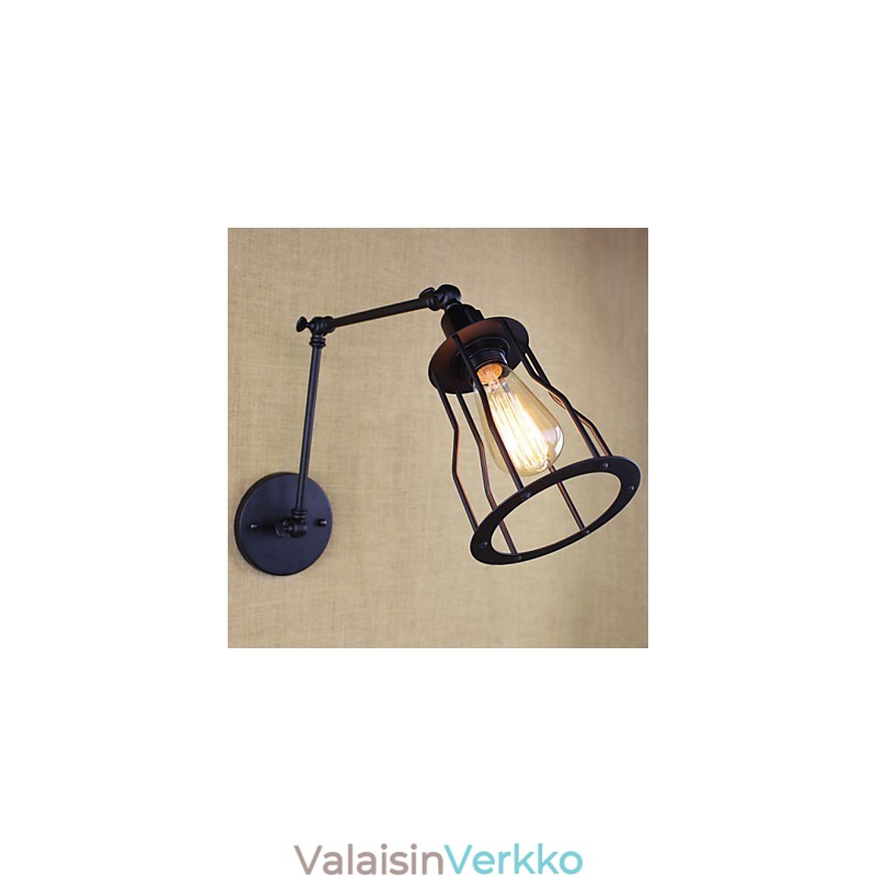 Style Bed Hotel Eestaurant Project Iron Arm Double Retro Vintage Black Belt Seinälampun kytkin