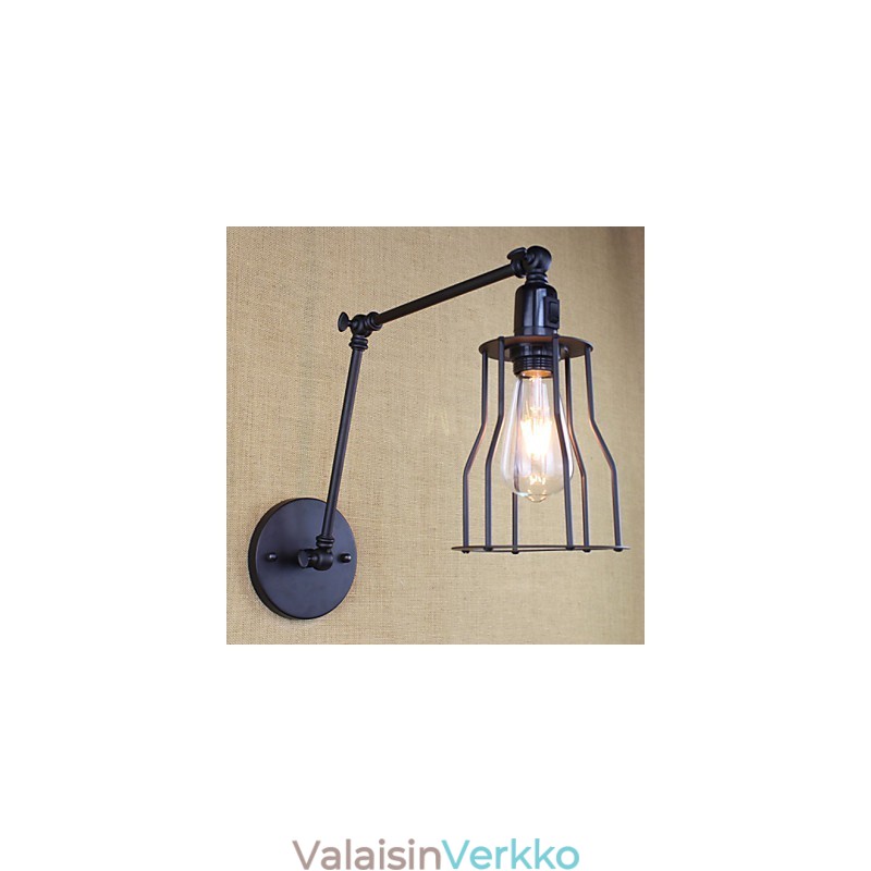 Style Bed Hotel Eestaurant Project Iron Arm Double Retro Vintage Black Belt Seinälampun kytkin