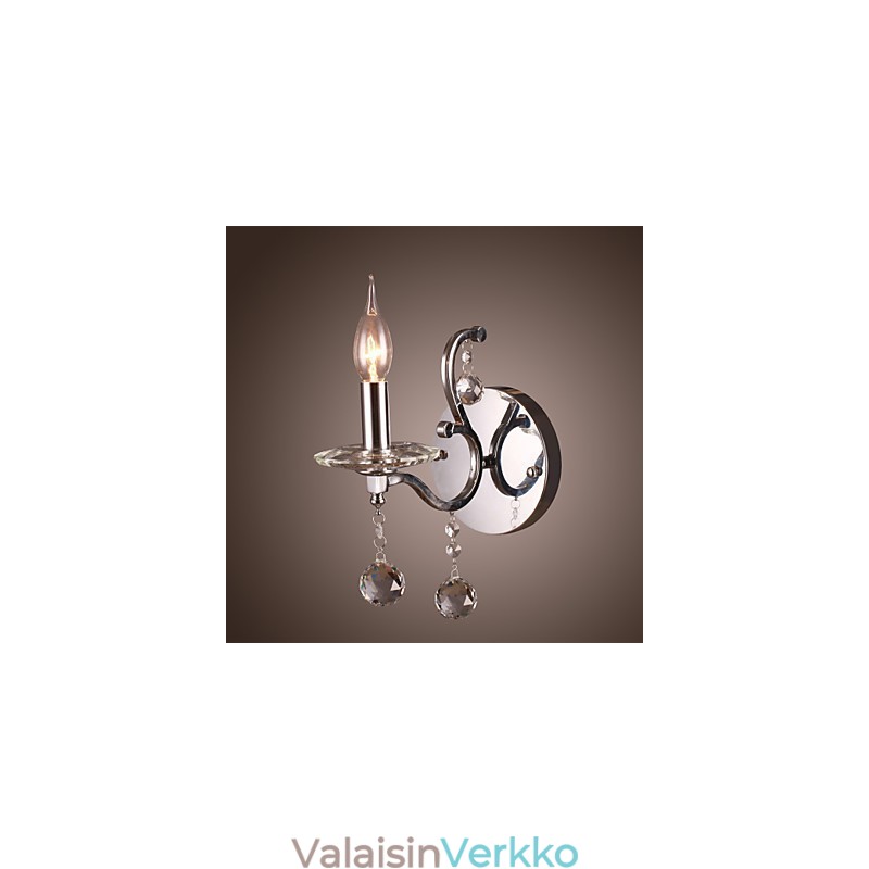 Hopeanhohtoinen kristalliseinävalaisin 1 valolla