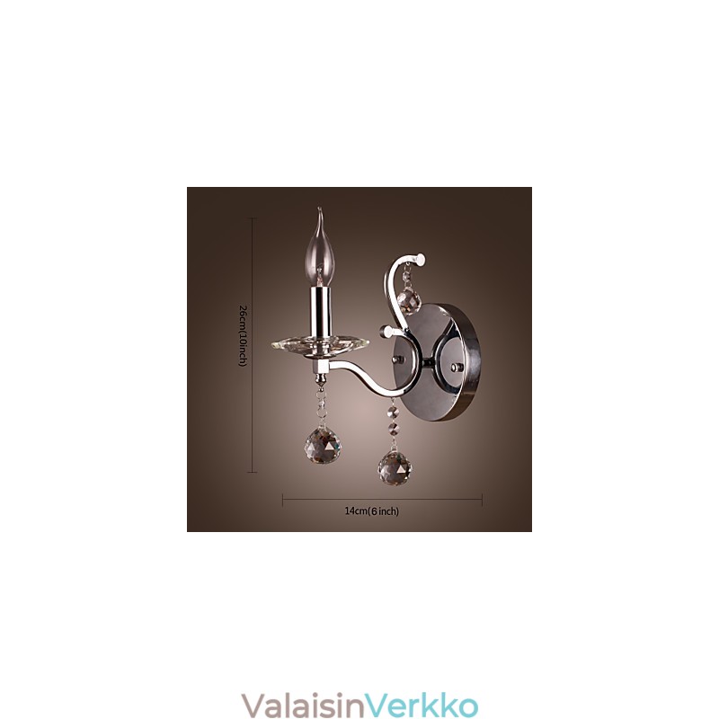 Hopeanhohtoinen kristalliseinävalaisin 1 valolla