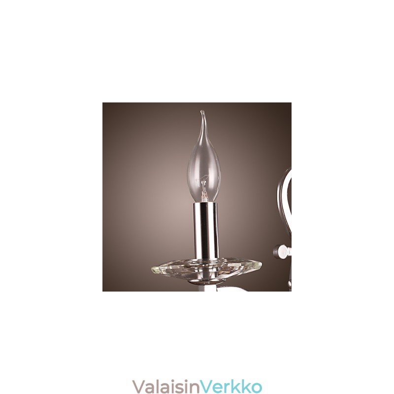 Hopeanhohtoinen kristalliseinävalaisin 1 valolla
