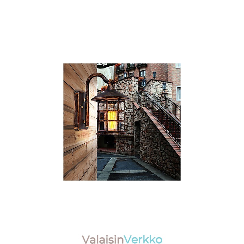 Antiikki maalaismainen rautainen vedenpitävä ulkoseinävalaisin Vintage Lyhty Kevyt ruosteinen mattamusta käytävän seinävalaisin