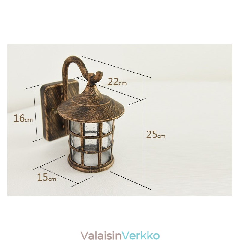 Antiikki maalaismainen rautainen vedenpitävä ulkoseinävalaisin Vintage Lyhty Kevyt ruosteinen mattamusta käytävän seinävalaisin