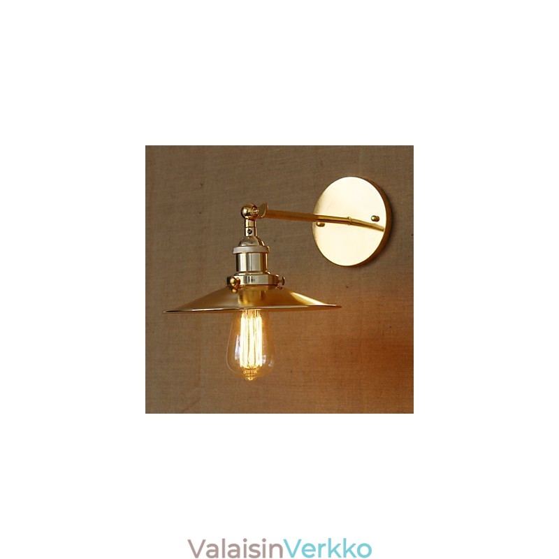 Minimalistinen teollisuustyylinen huvila Nostalginen kultainen sateenvarjo kirkon käytävän koristellun seinän edessä