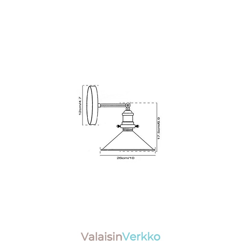 Industrial Vintage Edison Simplicity 1 Kevyt seinäkiinnitys ruokasali työhuone Toimisto käytävällä metalliseinälamppu