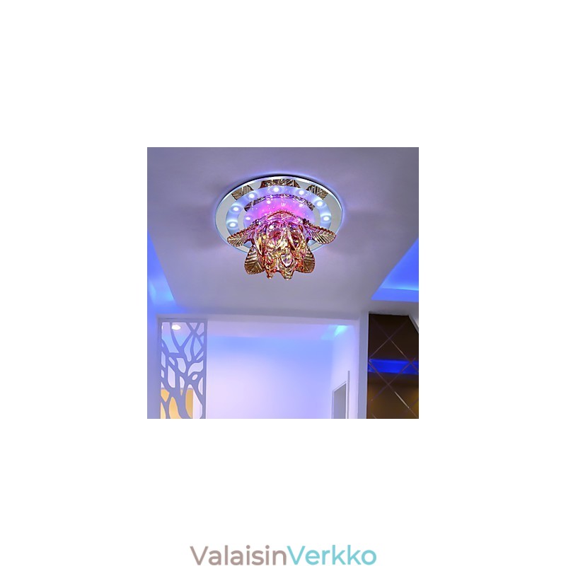 Pyöreä Crystal Idea -kattolampun putkivalo vaimentaa kupolilampun valoa