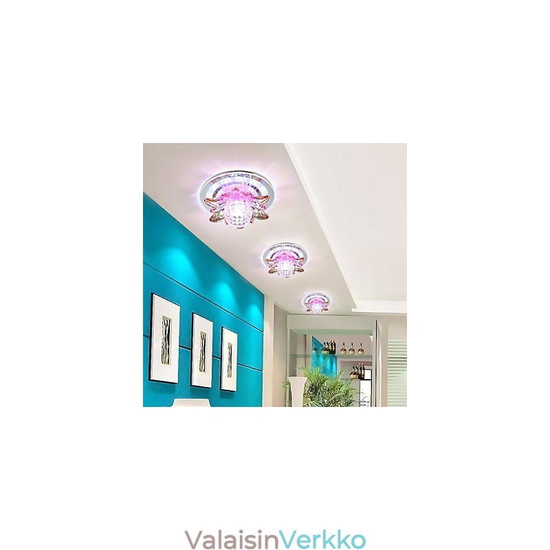 Pyöreä Crystal Idea -kattolampun putkivalo vaimentaa kupolilampun valoa