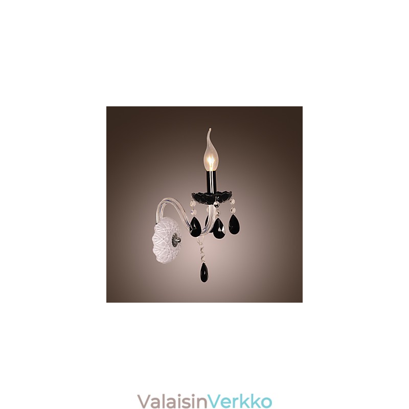 Musta kristalli seinävalaisin kynttiläpolttimolla