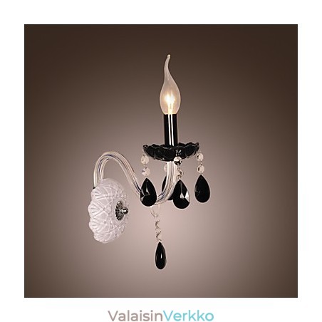 Musta kristalli seinävalaisin kynttiläpolttimolla Musta kristalli seinävalaisin kynttiläpolttimolla