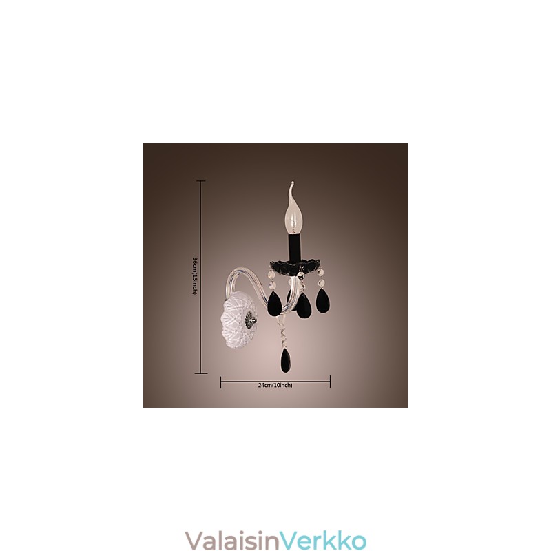 Musta kristalli seinävalaisin kynttiläpolttimolla