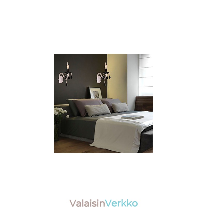 Musta kristalli seinävalaisin kynttiläpolttimolla