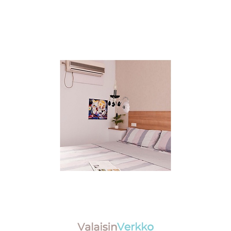 Musta kristalli seinävalaisin kynttiläpolttimolla
