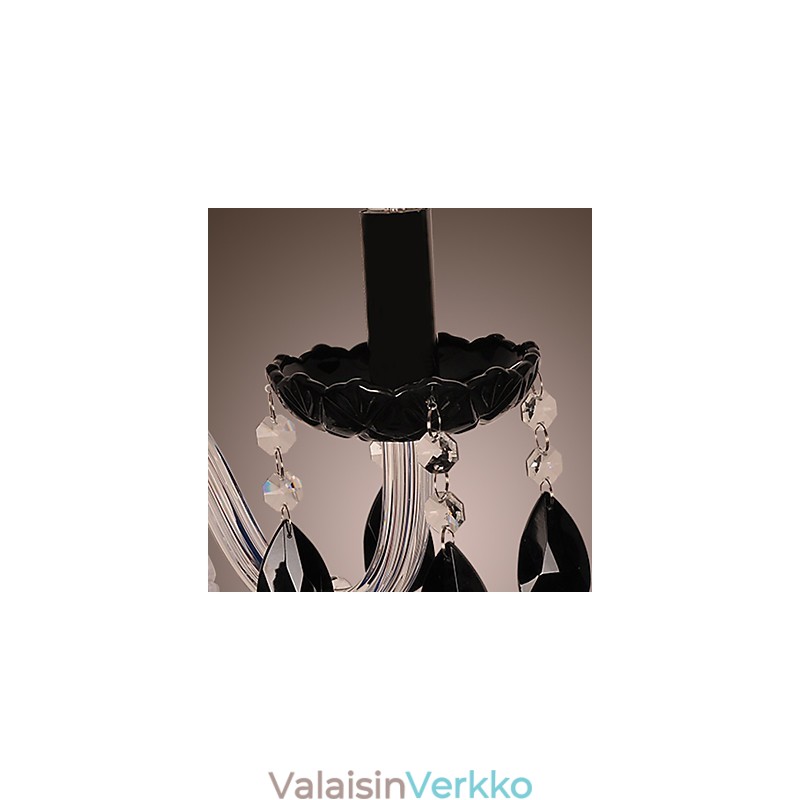 Musta kristalli seinävalaisin kynttiläpolttimolla