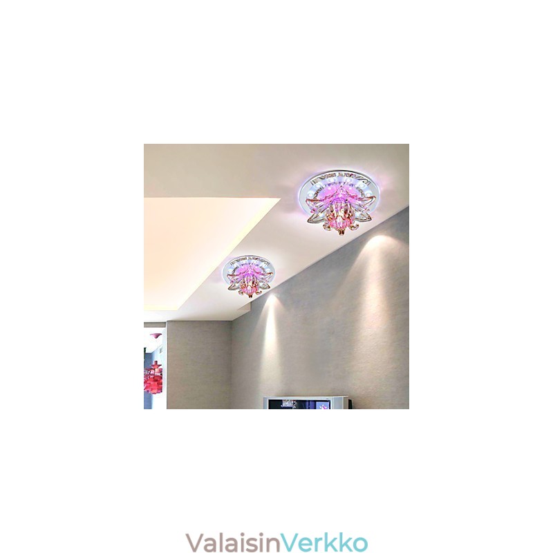 Pyöreä Crystal Idea -kattolampun putkivalo vaimentaa kupolilampun valoa