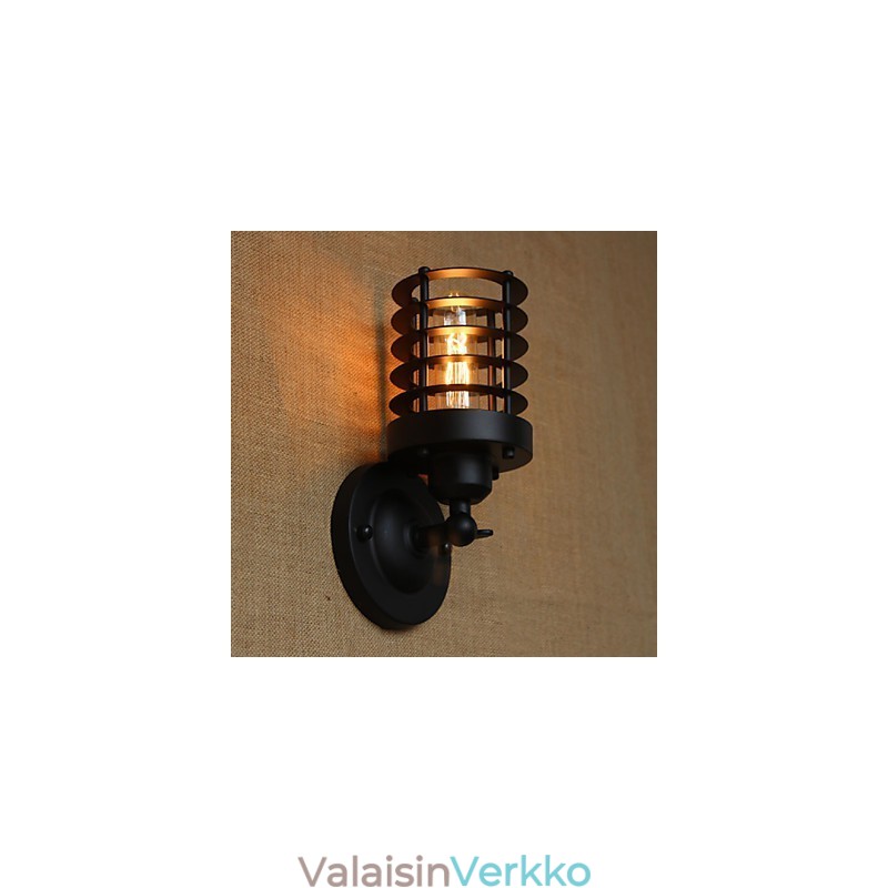 Retro yksinkertainen tyylikäs musta sängyn vieressä käytävä portaat parvekkeen koristeellinen seinävalaisin