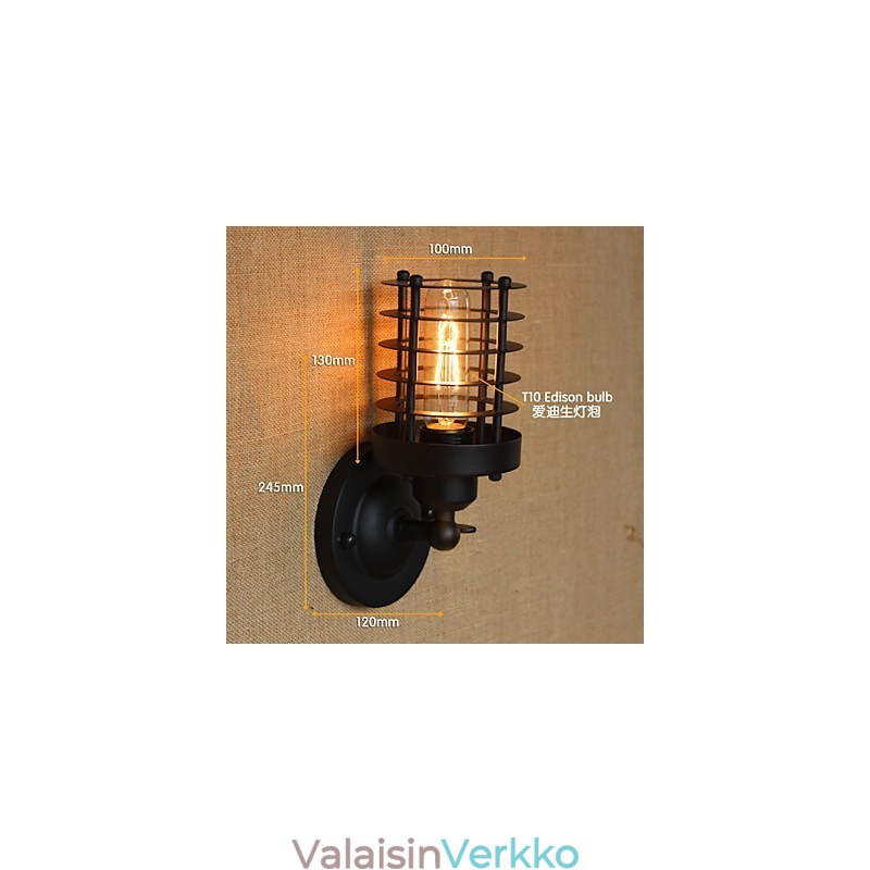 Retro yksinkertainen tyylikäs musta sängyn vieressä käytävä portaat parvekkeen koristeellinen seinävalaisin