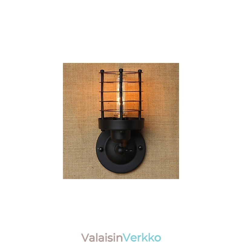 Retro yksinkertainen tyylikäs musta sängyn vieressä käytävä portaat parvekkeen koristeellinen seinävalaisin