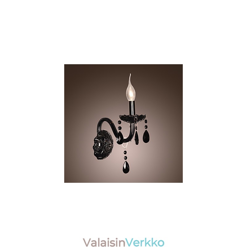 Musta kristalli seinävalaisin kynttiläpolttimolla
