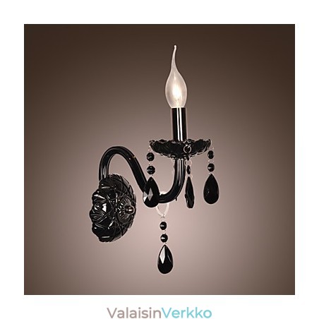 Musta kristalli seinävalaisin kynttiläpolttimolla Musta kristalli seinävalaisin kynttiläpolttimolla