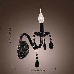 Musta kristalli seinävalaisin kynttiläpolttimolla