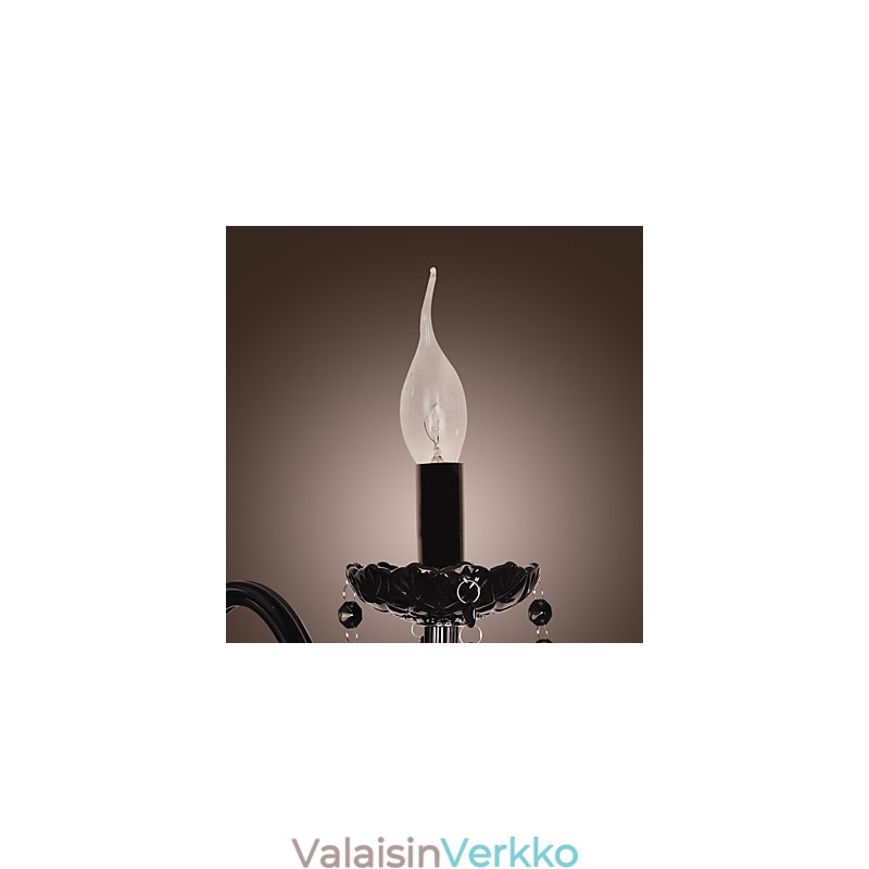 Musta kristalli seinävalaisin kynttiläpolttimolla