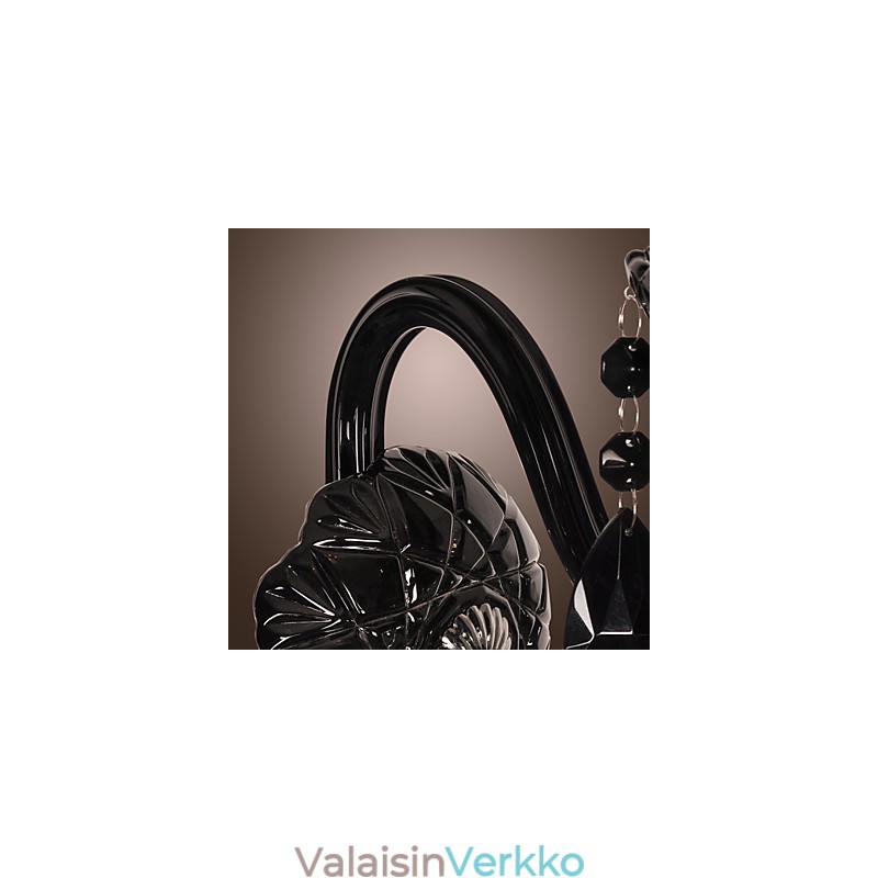 Musta kristalli seinävalaisin kynttiläpolttimolla