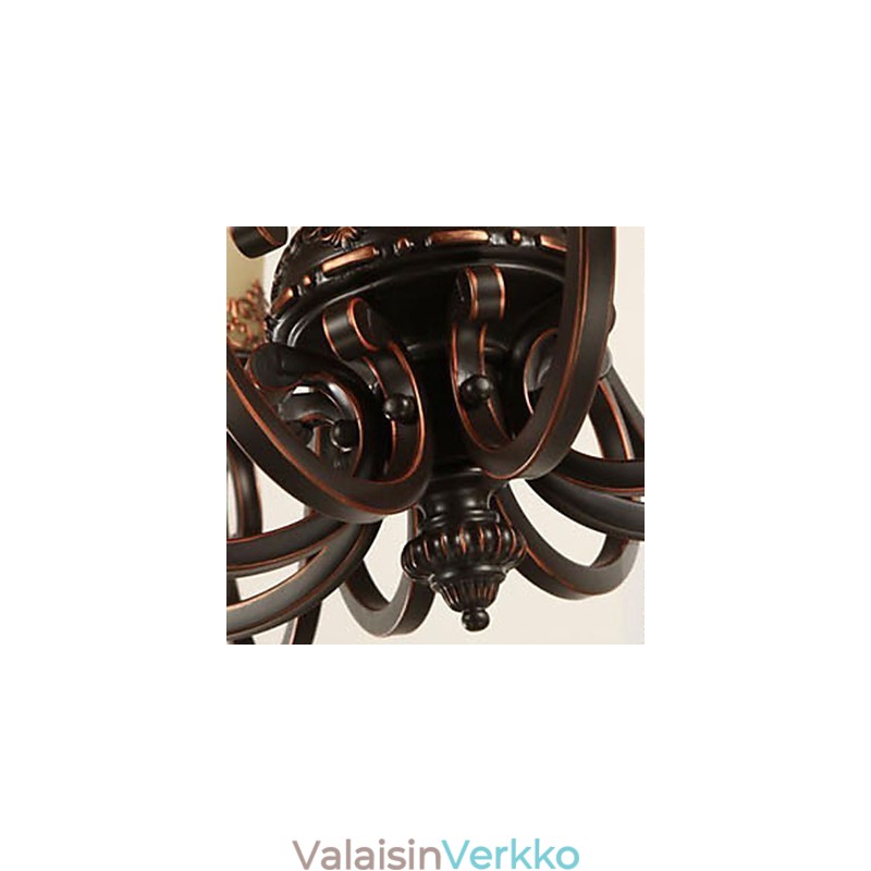 Kattokruunu riippuvalaisin 6 valoa Lampunvarjostin Down Vintage Country Metal + Glass