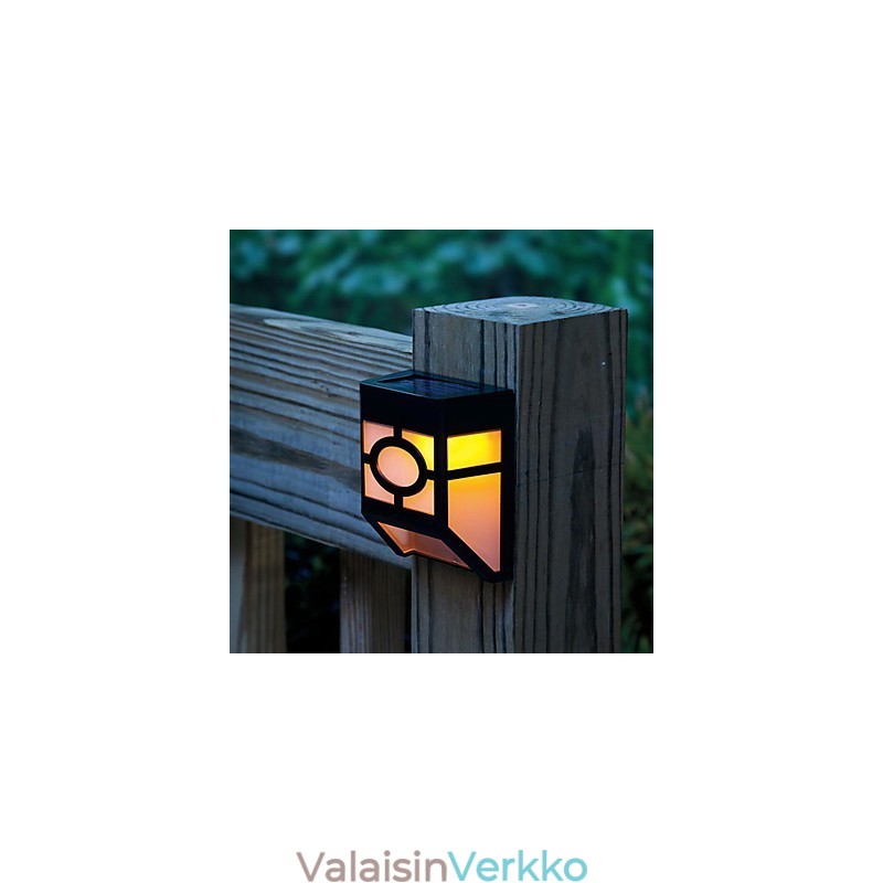 Lämmin keltainen aurinkoenergialla toimiva seinäteline 2 lyhtyvalaisin