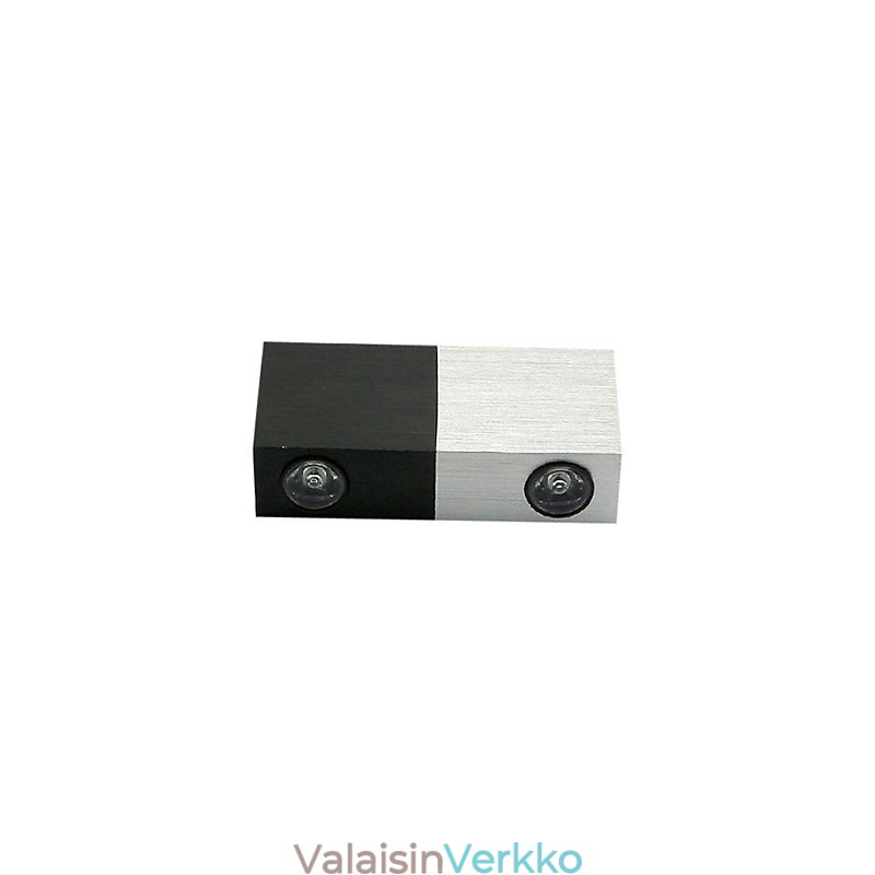 Moderni seinävalaisin puolihopealla puolimustalla Chic Design Cubic Body -runko 2 s