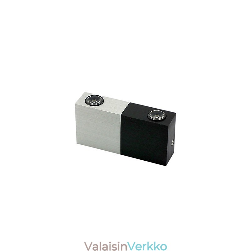 Moderni seinävalaisin puolihopealla puolimustalla Chic Design Cubic Body -runko 2 s