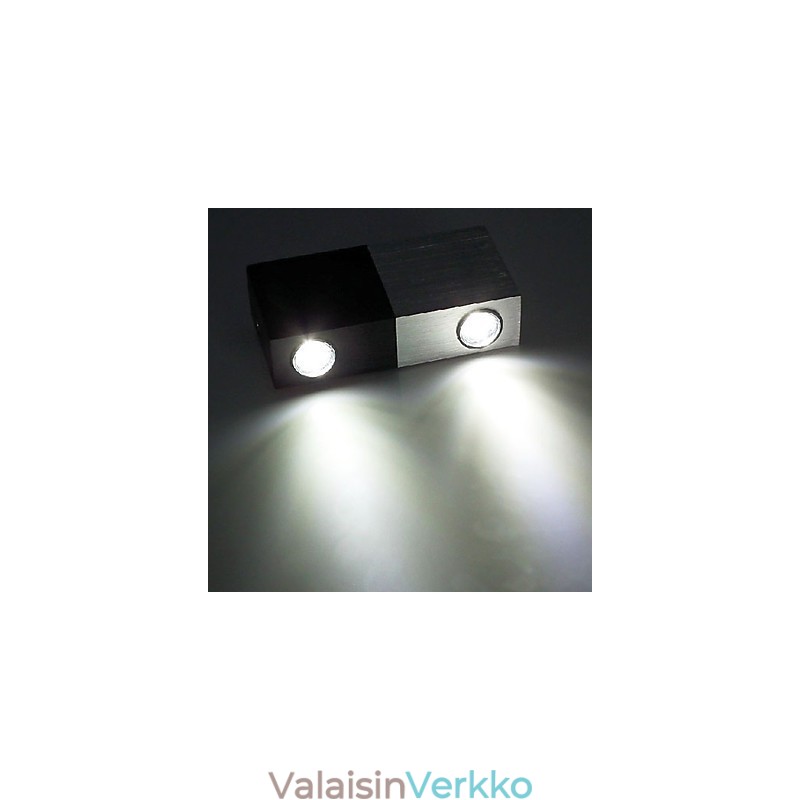 Moderni seinävalaisin puolihopealla puolimustalla Chic Design Cubic Body -runko 2 s