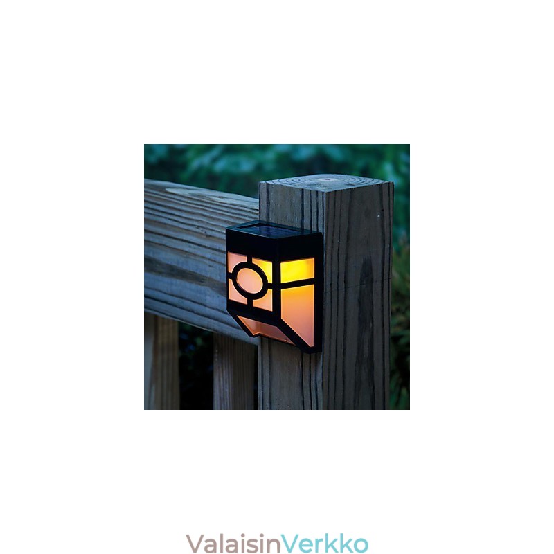 Lämmin keltainen aurinkoenergialla toimiva seinäteline 2 lyhtyvalaisin