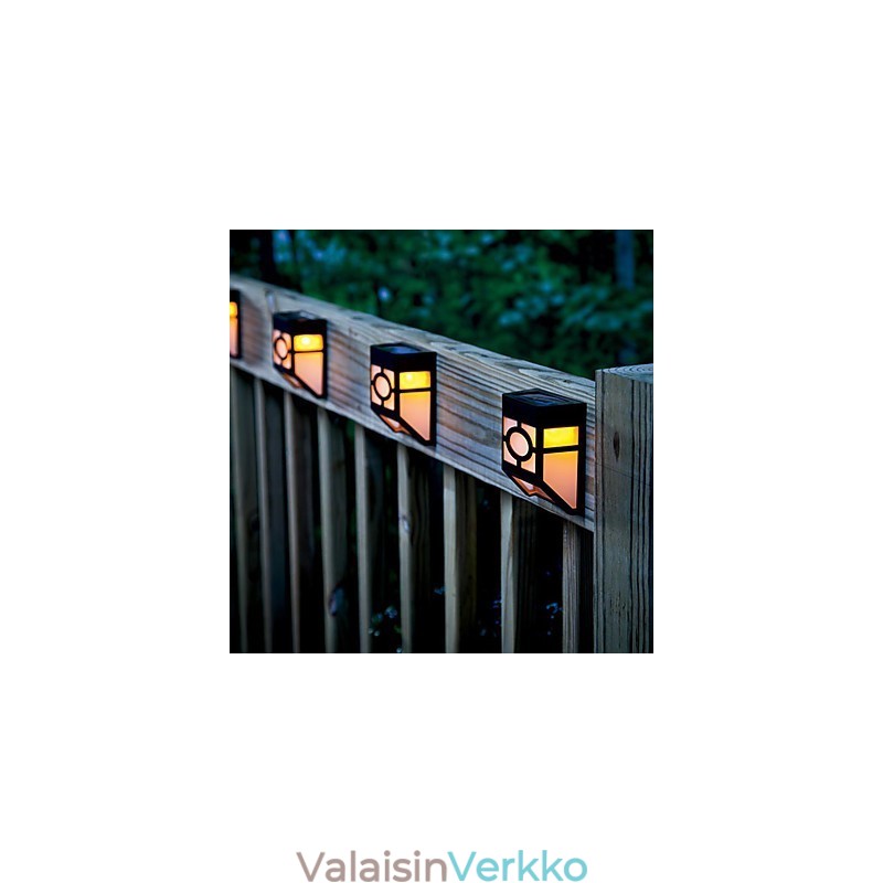 Lämmin keltainen aurinkoenergialla toimiva seinäteline 2 lyhtyvalaisin