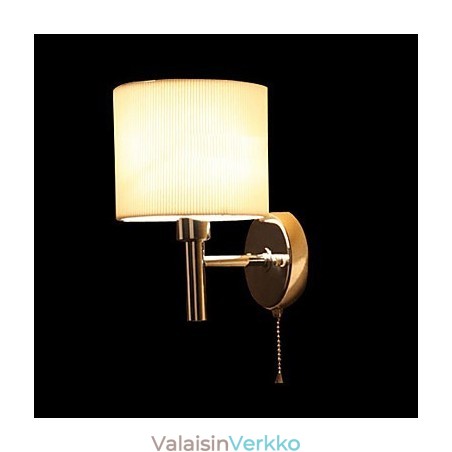 Tyylikäs metallista ja kankaasta valmistettu seinävalaisin 1 valolla valkosylinterissä Tyylikäs metallista ja kankaasta valmistettu seinävalaisin 1 valolla valkosylinterissä
