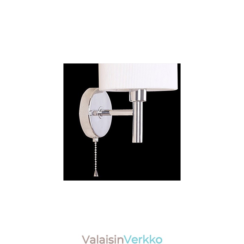 Tyylikäs metallista ja kankaasta valmistettu seinävalaisin 1 valolla valkosylinterissä