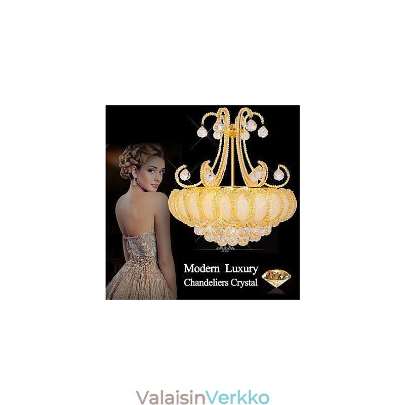 Moderni ylellinen kattokruunu, kristalliriippuvalaisin halkaisija 50 cm, sisältää 8 polttimoa