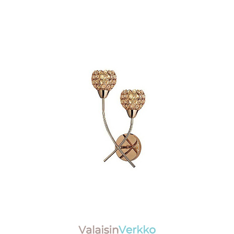 Kristallikultainen seinävalaisin 2 valossa