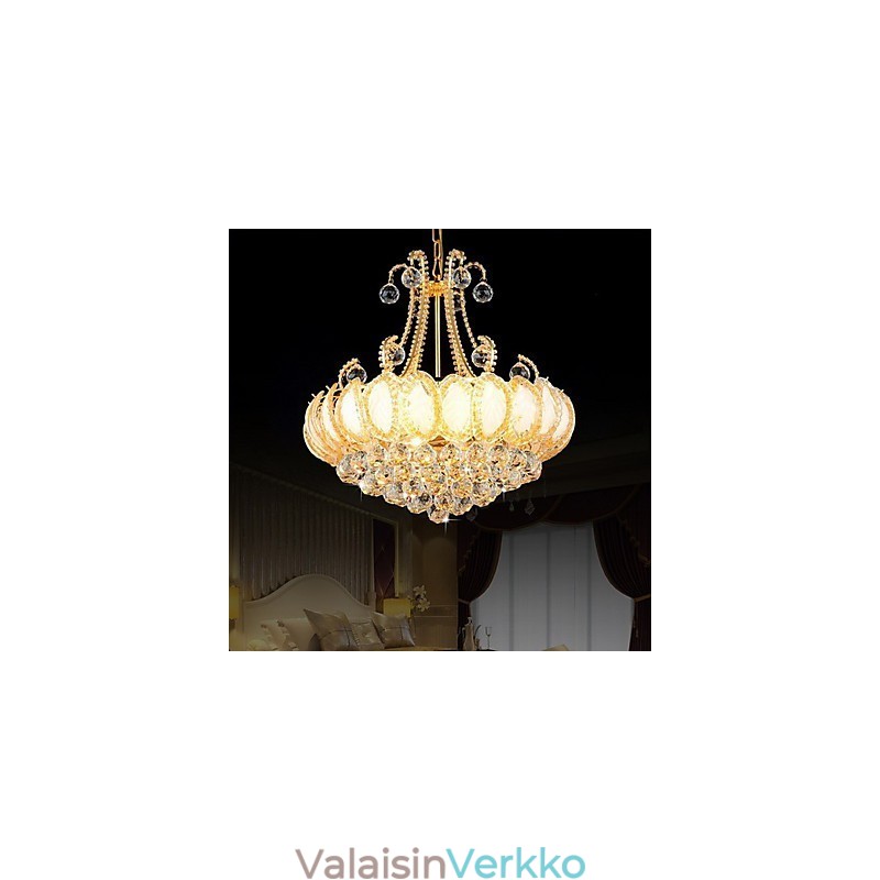 Moderni ylellinen kattokruunu, kristalliriippuvalaisin halkaisija 50 cm, sisältää 8 polttimoa