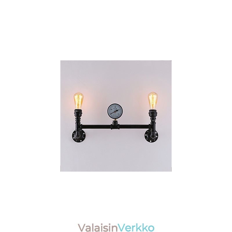 2 Heads Vintage Industrial Pipe Seinävalot Musta Creative Lights Ravintola Kahvila Baari Sisustusvalaistus