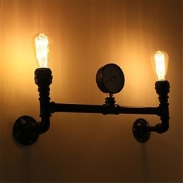 2 Heads Vintage Industrial Pipe Seinävalot Musta Creative Lights Ravintola Kahvila Baari Sisustusvalaistus