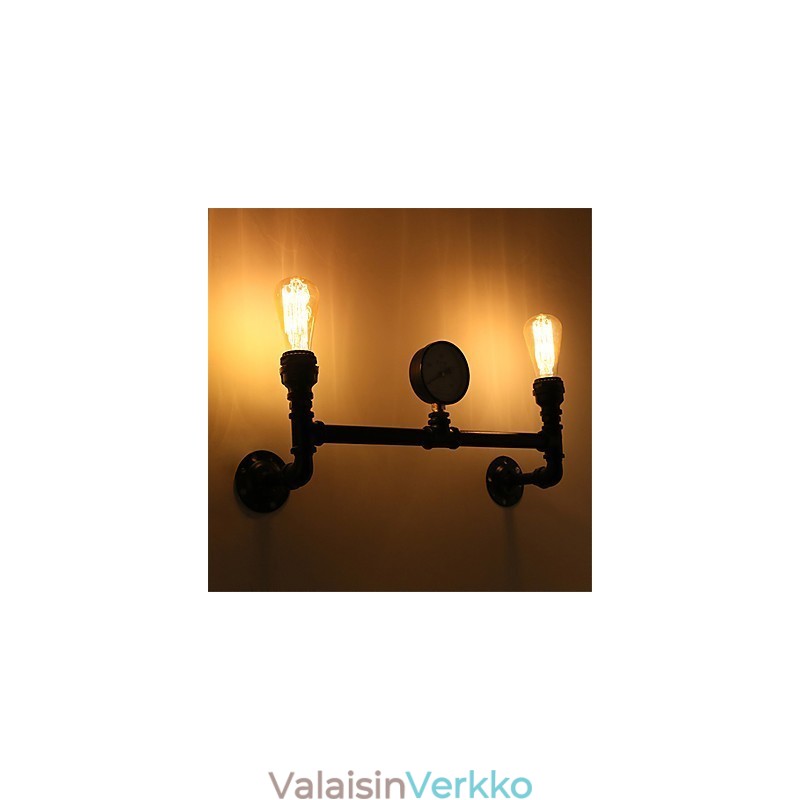 2 Heads Vintage Industrial Pipe Seinävalot Musta Creative Lights Ravintola Kahvila Baari Sisustusvalaistus