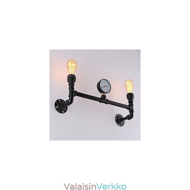 2 Heads Vintage Industrial Pipe Seinävalot Musta Creative Lights Ravintola Kahvila Baari Sisustusvalaistus