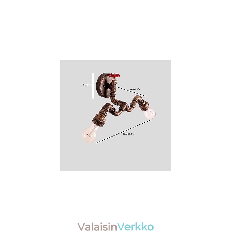 Vintage Industrial Pipe Seinävalot Creative Lights Ravintola Kahvila Baari Koristevalaistus 2 vaalealla maalatulla viimeistelyllä