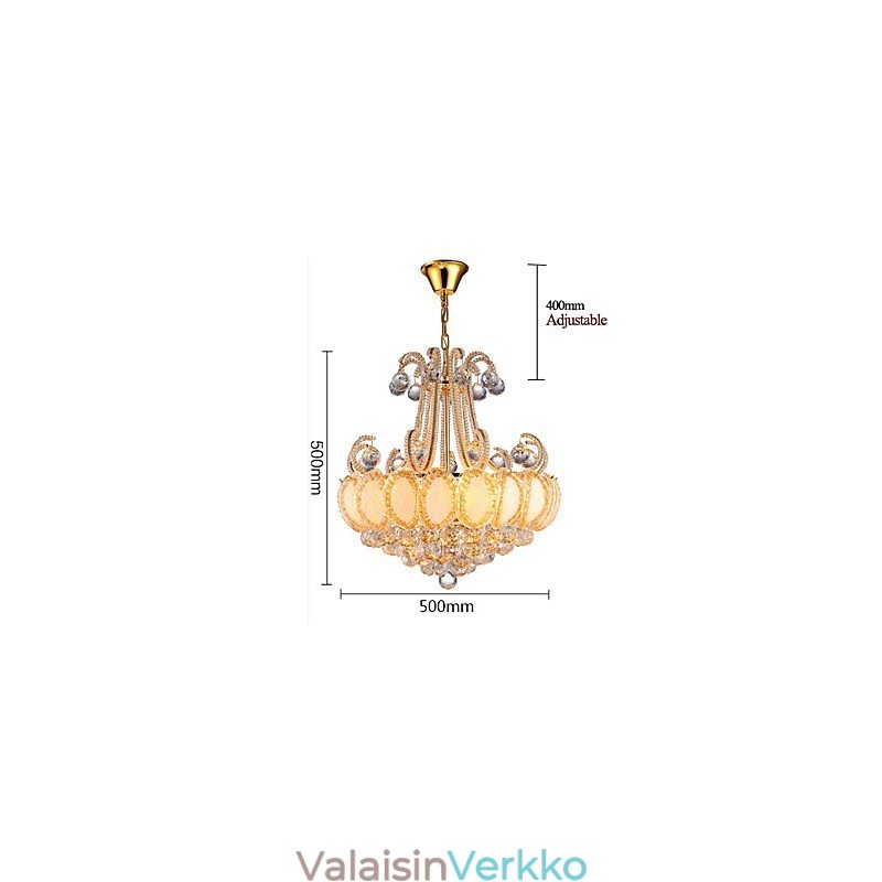 Moderni ylellinen kattokruunu, kristalliriippuvalaisin halkaisija 50 cm, sisältää 8 polttimoa