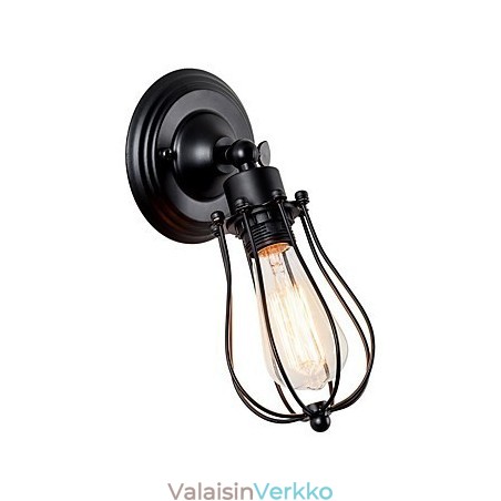 Vintage seinävalaisin Teollisuuden seinävalaisin, musta metallilankahäkkiseinävalaisin Vintage seinävalaisin Teollisuuden seinävalaisin, musta metallilankahäkkiseinävalaisin