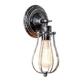 Vintage seinävalaisin Teollisuuden seinävalaisin, musta metallilankahäkkiseinävalaisin