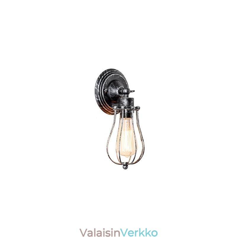 Vintage seinävalaisin Teollisuuden seinävalaisin, musta metallilankahäkkiseinävalaisin
