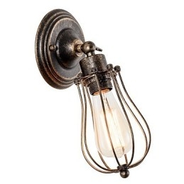 Vintage seinävalaisin Teollisuuden seinävalaisin, musta metallilankahäkkiseinävalaisin