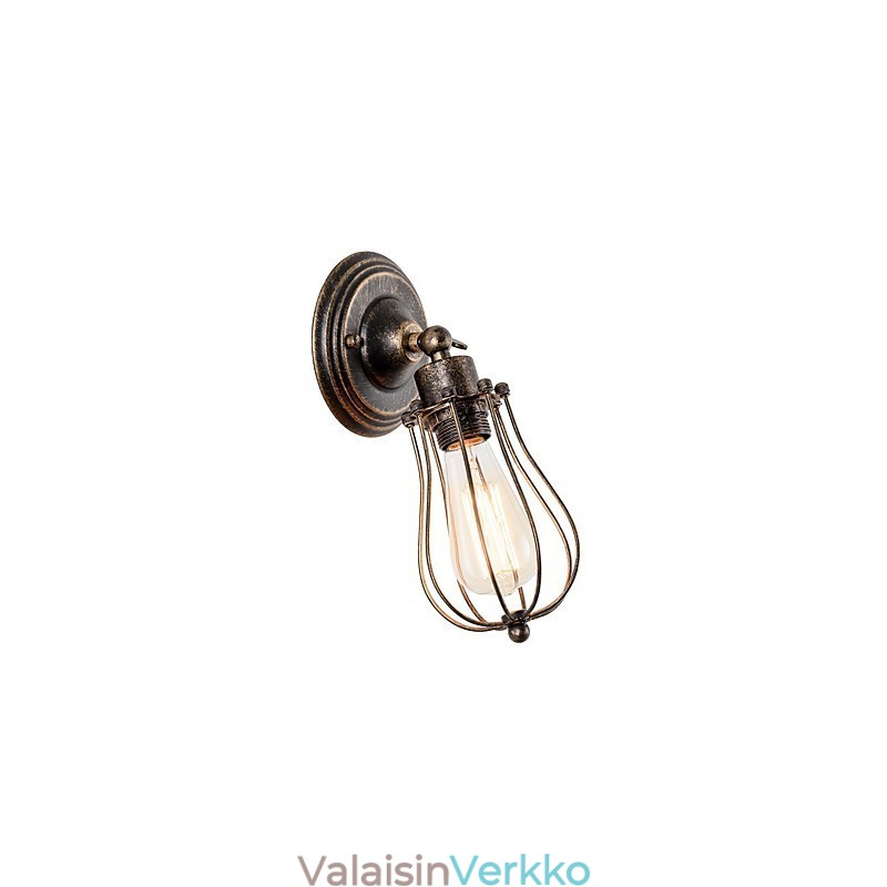 Vintage seinävalaisin Teollisuuden seinävalaisin, musta metallilankahäkkiseinävalaisin
