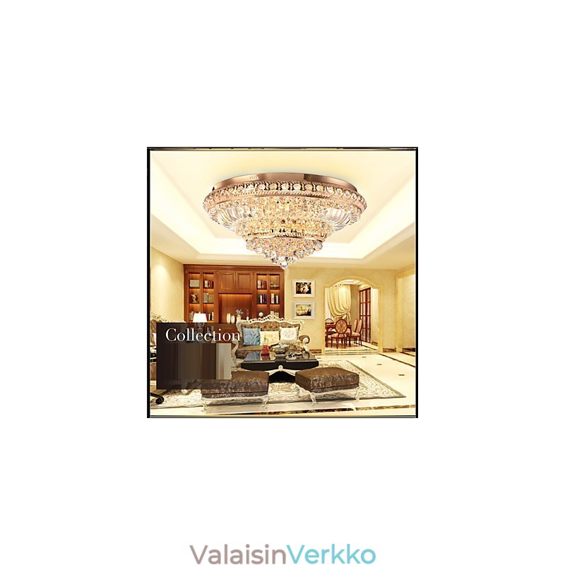 Moderni ylellinen kristallikattovalo, joka vaimentaa kupuvaloa, halkaisija 60 cm
